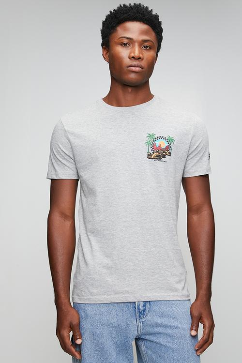 Crew Neck Tshirt  - Lt Grey Marl
