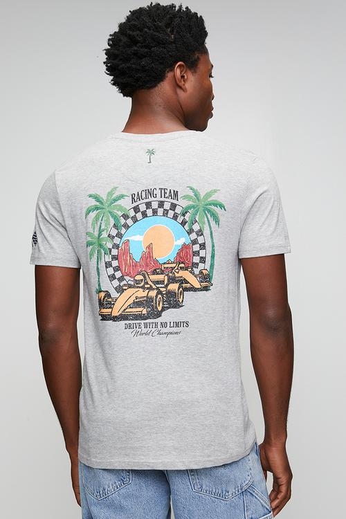 Drive with No Limits Crew Neck Tee - Lt Grey Marl