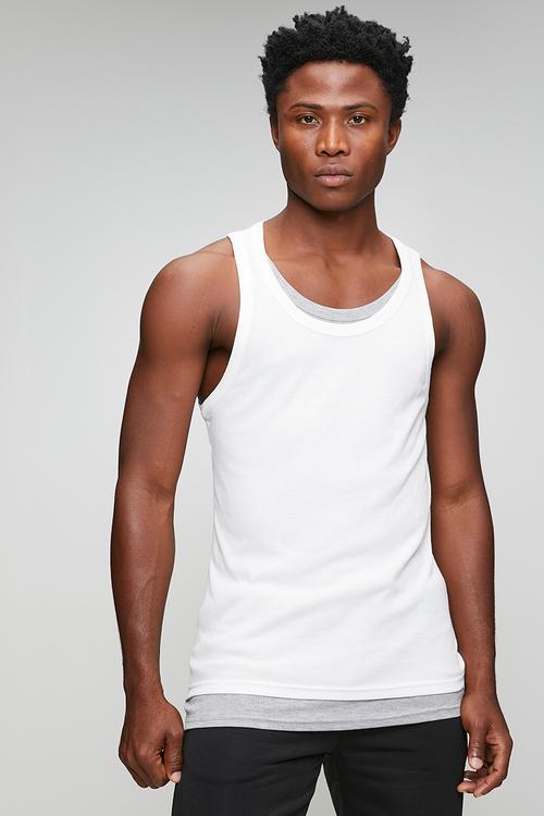 Mens double layers vest layer - white/lt grey marl