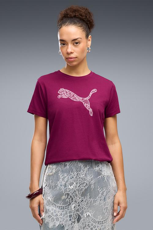 Graphics Lace Cat Tee - Fuchsia Glow