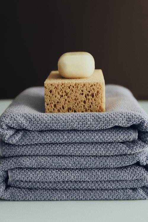 Cotton terry bath towel - dusty blue