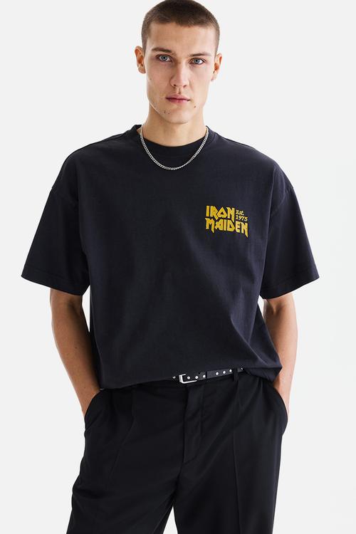 Oversized fit T-shirt - black/iron maiden