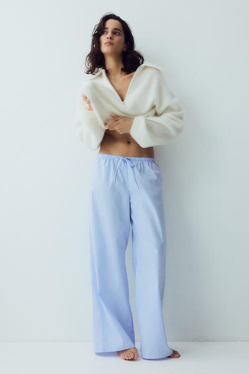Cotton pyjama bottoms - blue/white striped