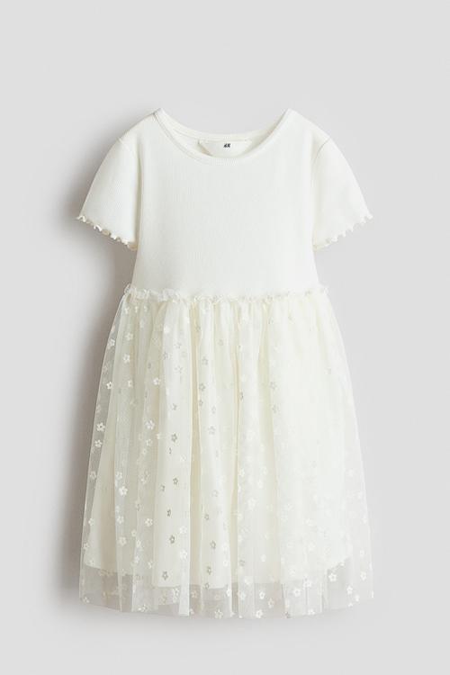 Tulle skirt dress - cream/flowers