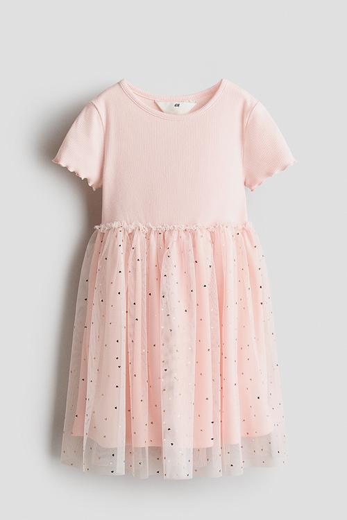 Tulle skirt dress - light pink/hearts