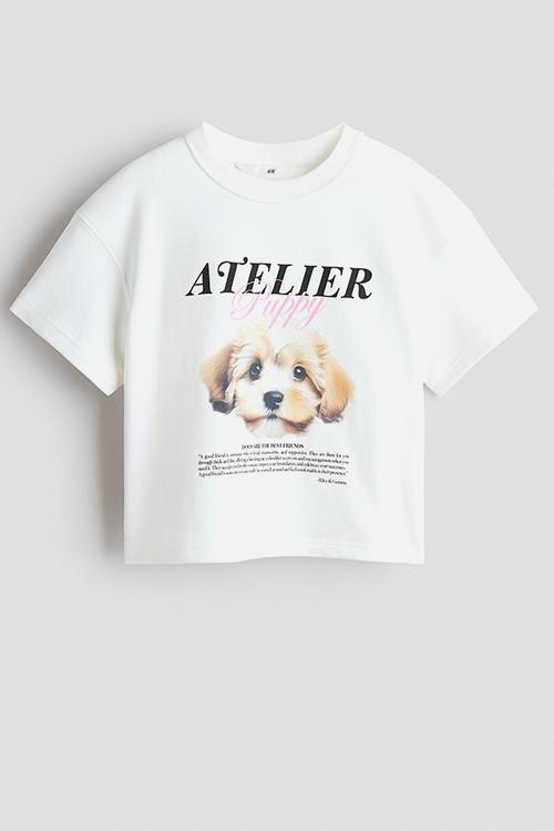 Loose-fit motif-detail t-shirt - white/dog