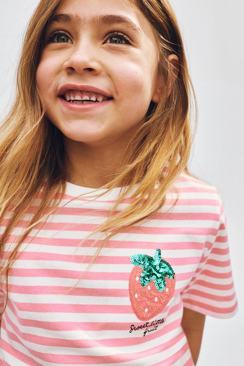 Motif-detail t-shirt - pink/strawberry