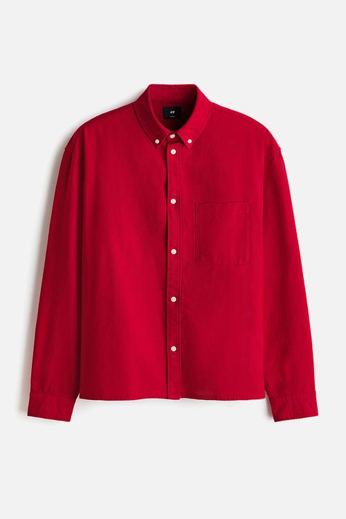 Relaxed fit oxford shirt - red