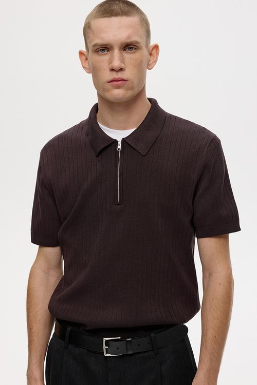 Slim fit polo shirt - dark brown