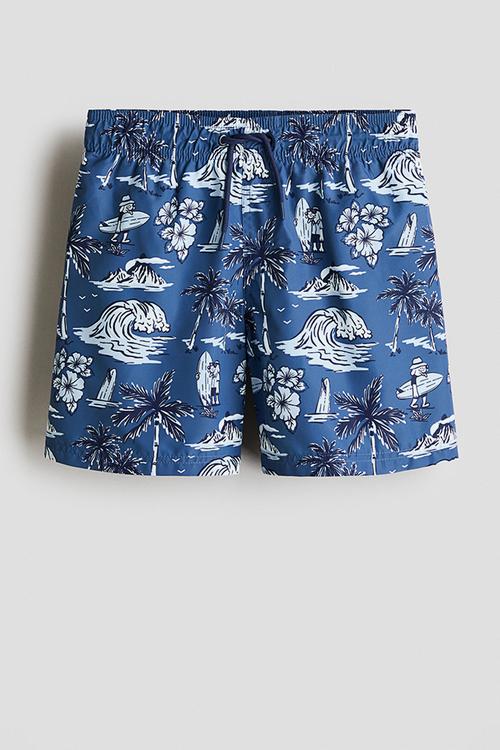 Printed swim shorts - dusty blue/patterned