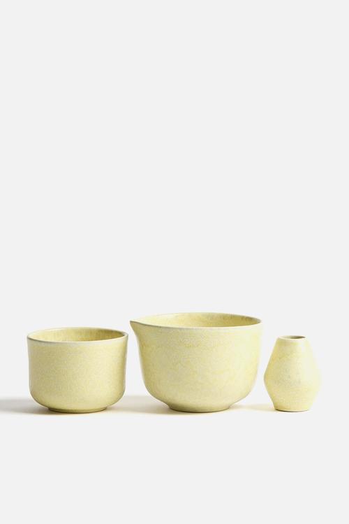 Stoneware matcha set - light yellow