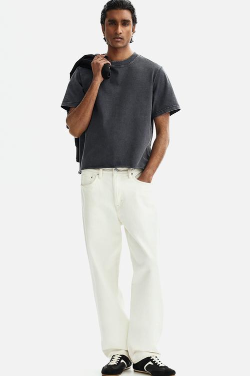 Regular fit washed T-shirt - dark grey