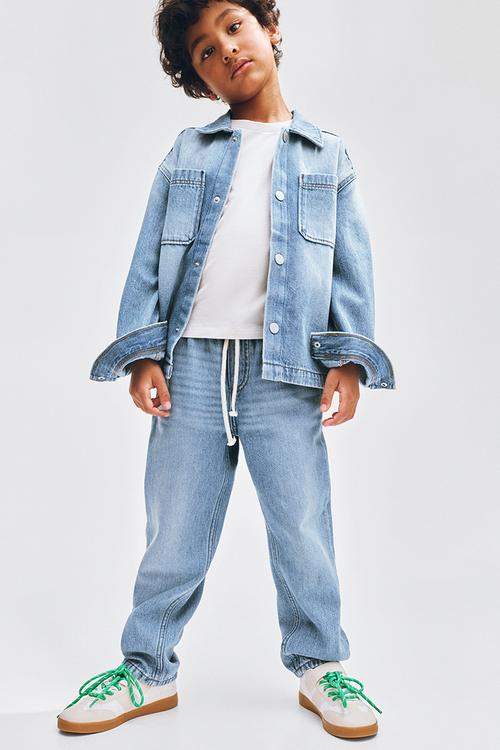 Twill pull-on trousers - light denim blue