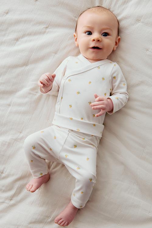 2-piece cotton set - cream/oranges