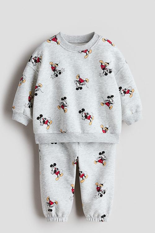 2-piece printed sweatshirt set - light grey/mickey mouse