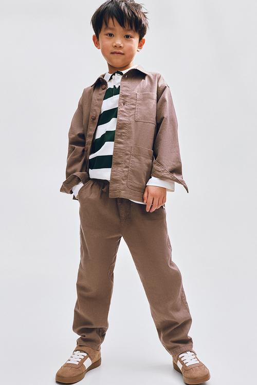 Linen-blend trousers - brown