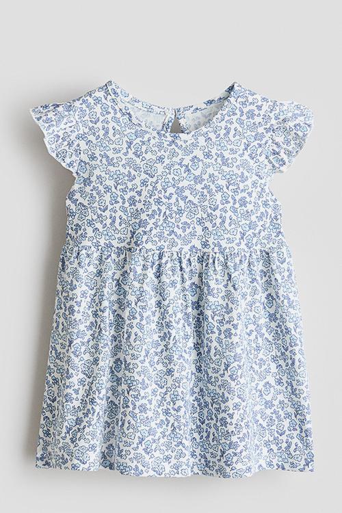 Cotton dress - light blue/floral