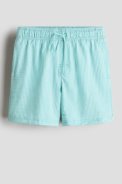 Seersucker swim shorts - turquoise/striped