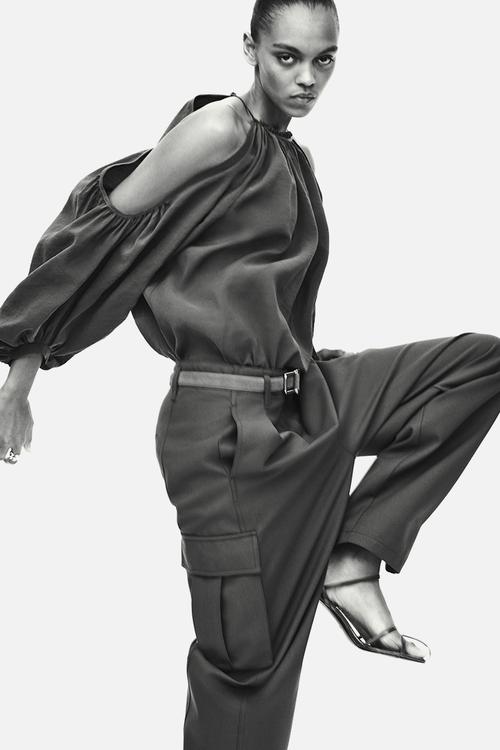 Barrel-leg cargo trousers - dark khaki green