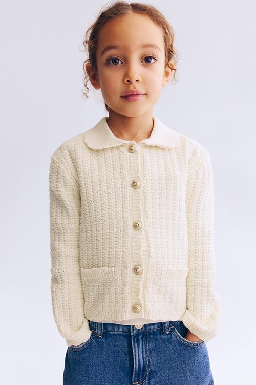 Textured-knit cardigan - light beige