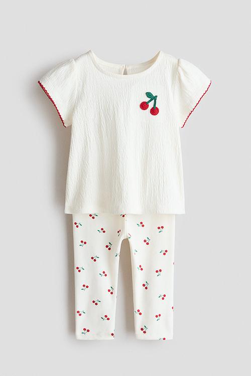 2-Piece top and leggings set - white/cherries