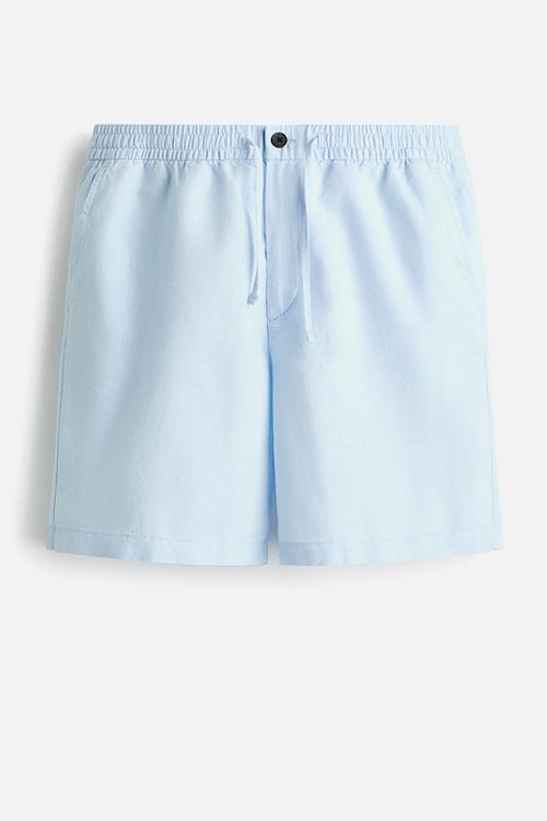 Regular fit linen-blend shorts - light blue