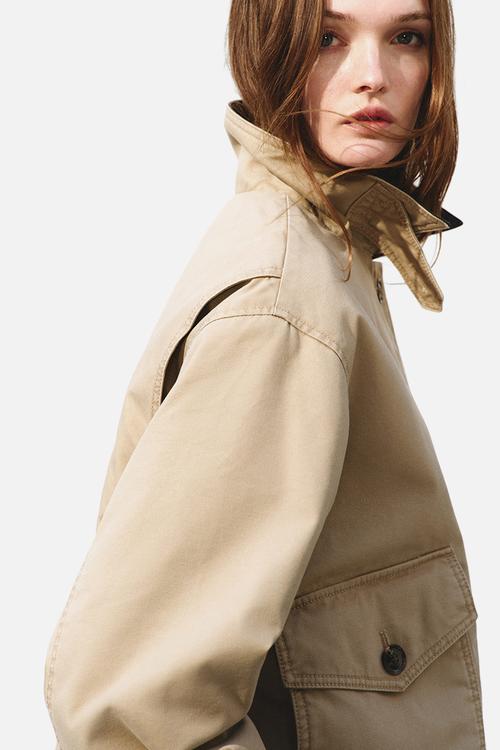 Padded canvas jacket - beige