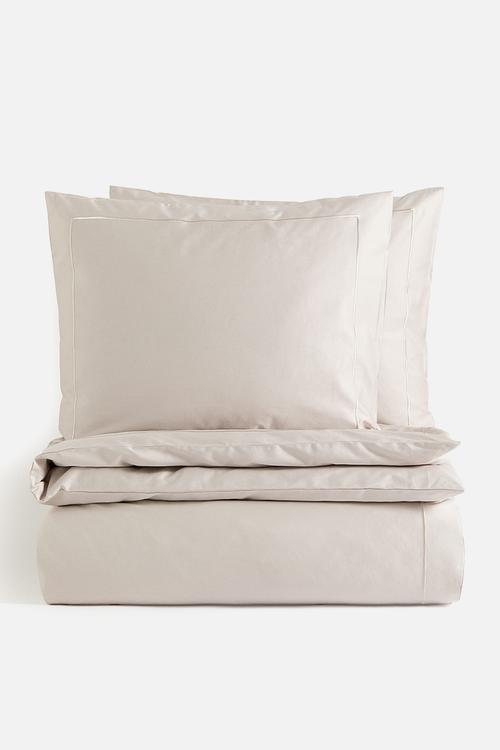 Cotton sateen double/king duvet cover set - light mole