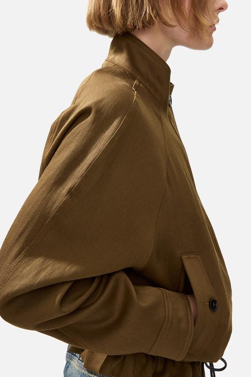 Oversized linen-blend jacket - dark beige