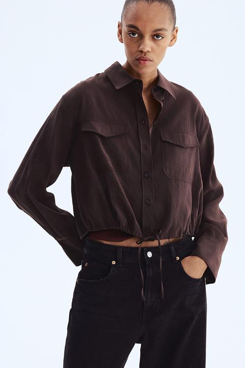 Drawstring shirt - dark brown