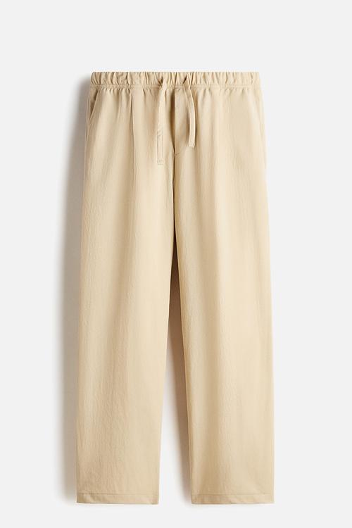 Regular fit cotton-blend trousers - beige