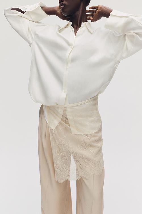 Lace hip scarf - light beige