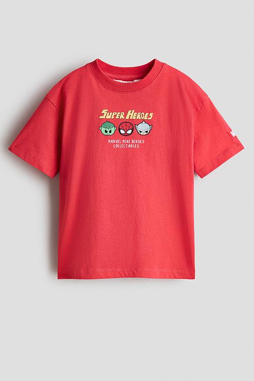 Loose-fit printed t-shirt - red/marvel comics