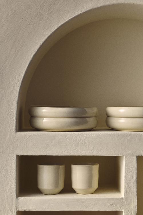 Reactive-glaze soup plate - light beige