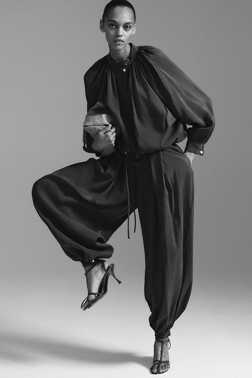 Balloon-leg modal trousers - dark khaki green