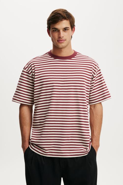 Box Fit T-shirt - Redwood/Oat Stripe