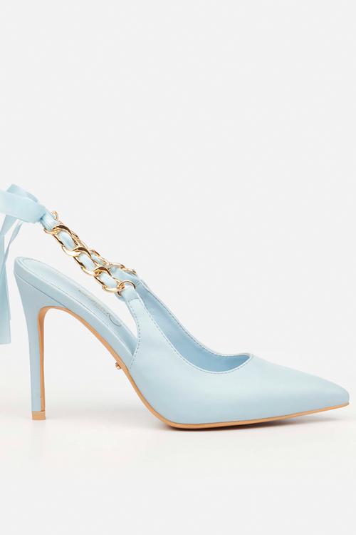 Lola 29 gold chain slingback heel - blue
