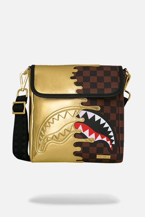 Sharks In Paris Gold Drip Messenger Sling - Brown Multi