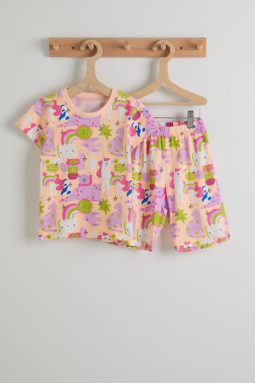 Unicorns aop set - pale yellow
