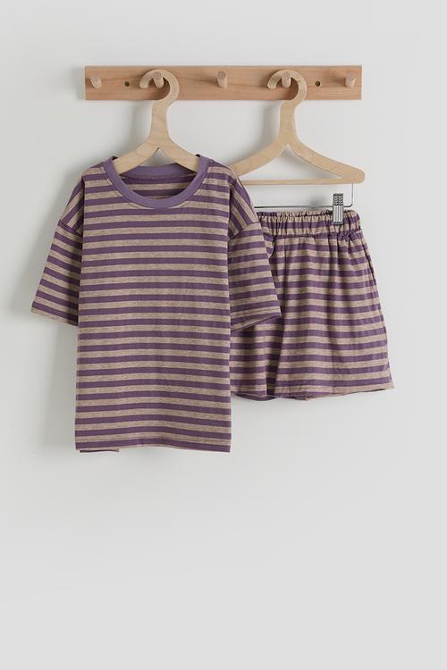 Tee & shorts - lilac stripes