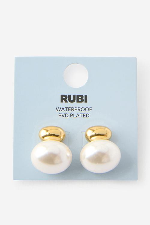 Waterproof Small Charm Earring - Gold Plated Pearl Pebble