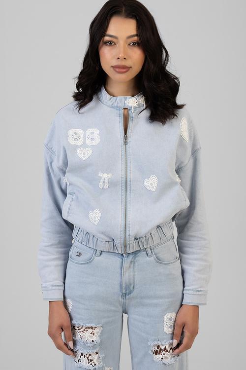 Kiera Denim Bomber Jacket - Light Vintage