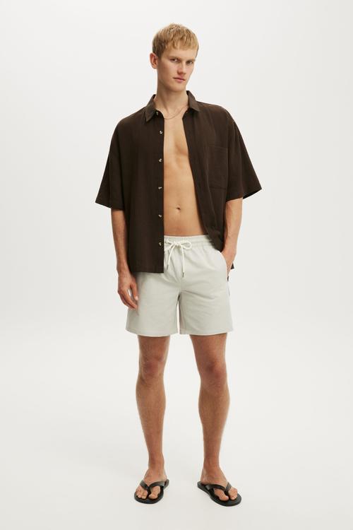 Stretch Swim Short - Stone Panel Seersucker