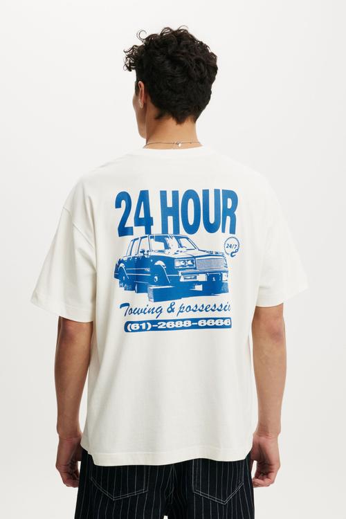 Box Fit Graphic T-Shirt  - Vintage White / Palm Hills