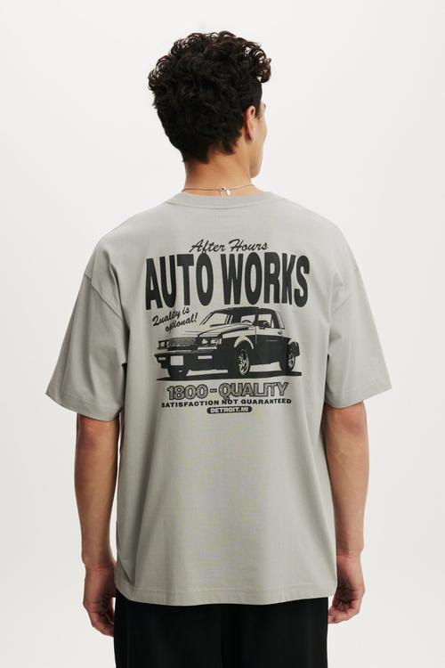Box Fit Graphic T-Shirt  - Overcast Grey / Auto Works