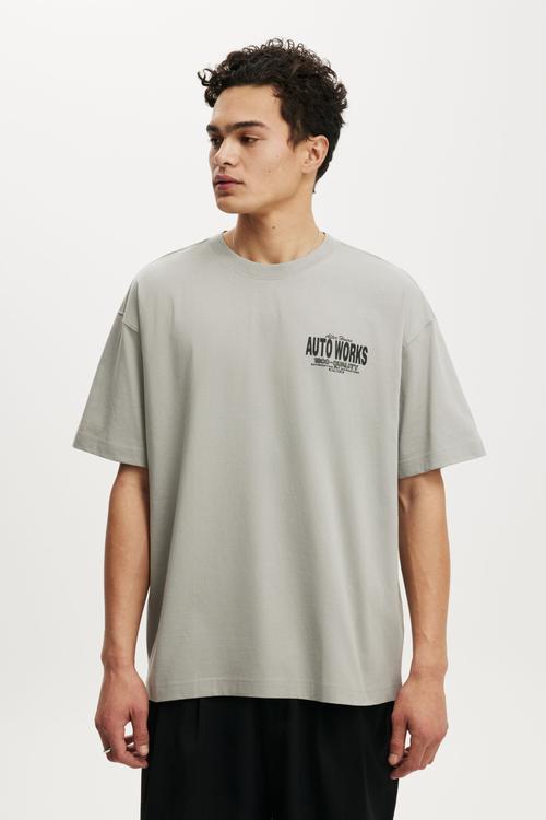 Box Fit Graphic T-Shirt  - Overcast Grey / Auto Works