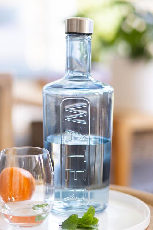 Home Classix Oceans Blue Glass Water Bottle lid 1.5lt - blue