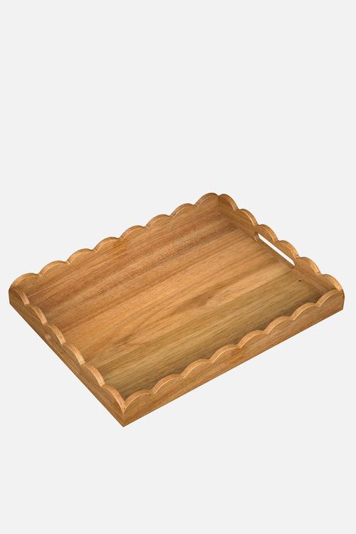 Home Classix Scalloped Edge Wooden Tray - 45x34x5cm