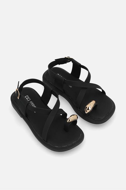Toe ring sandals - black