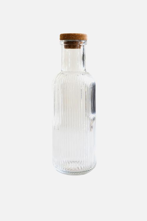 Home Classix Glass bottle Rippled with cork lid  - 1.0lt